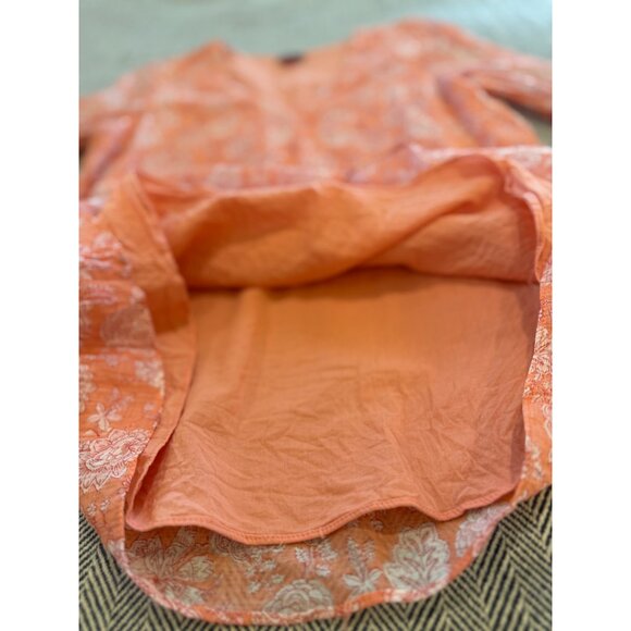 Vince Camuto Womens Pink Paisley Print V-Neck Ruffle Sleeve Sheer Blouse with li - Picture 5 of 11